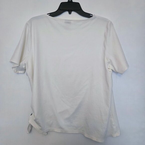 Chico's cream S/S top with side tie Sizze 3/XL NWOT - Picture 5 of 5